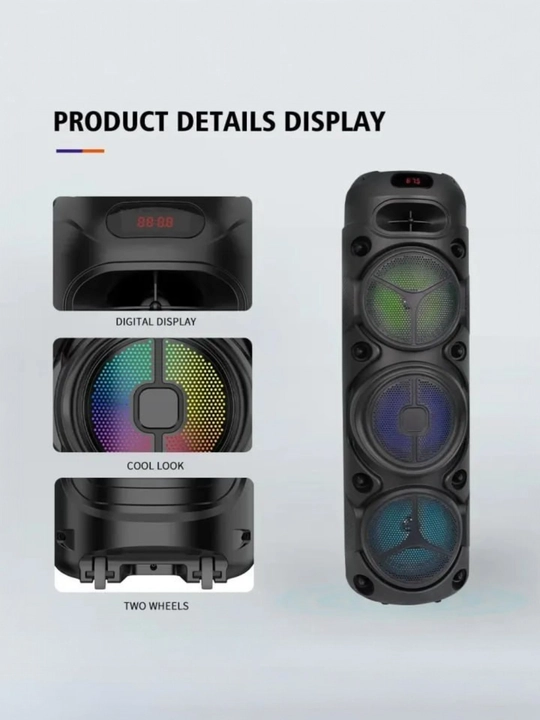 Portativ Kolonka, Simsiz Bluetooth Karaoke musiqasi, mikrofonli, pultli va RGB yorug'lik