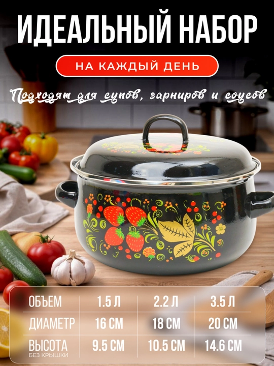Набор кастрюль, для кухни, глазурь