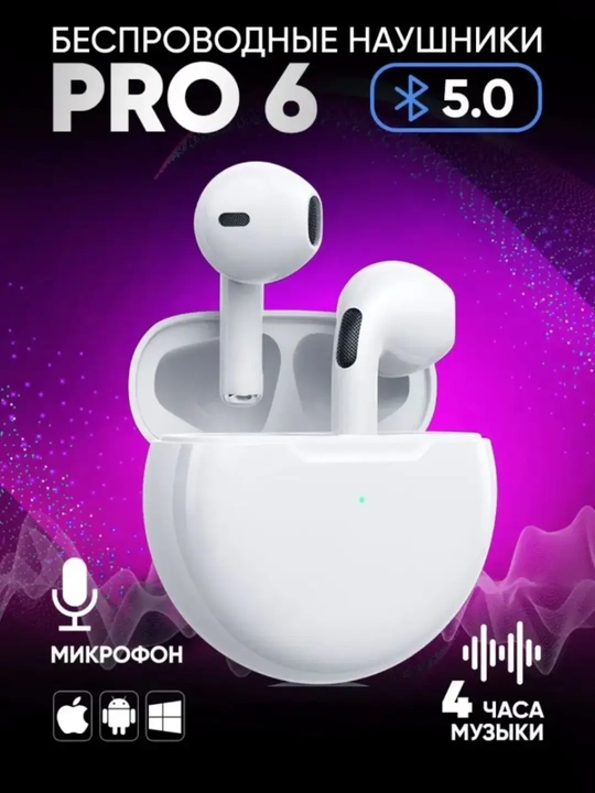 Simsiz quloqchinlar, Pro 6, sensorli, iPhone va Android uchun