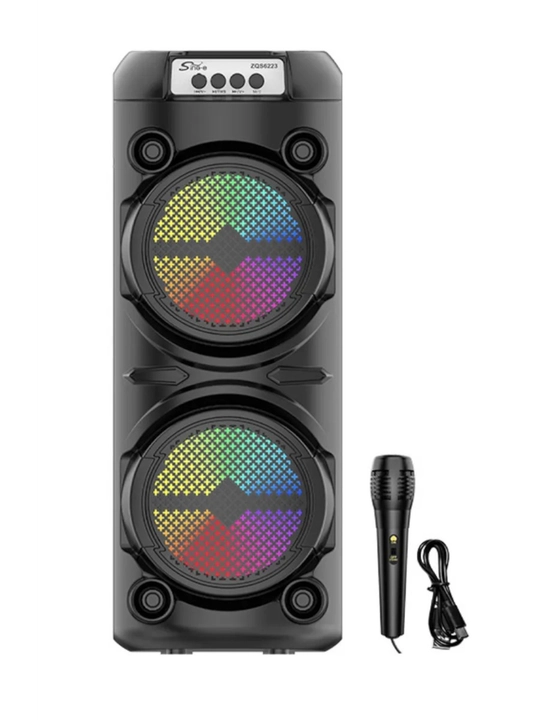 Portativ Kolonka, Simsiz Bluetooth Karaoke musiqasi, mikrofonli, pultli va RGB yorug'lik