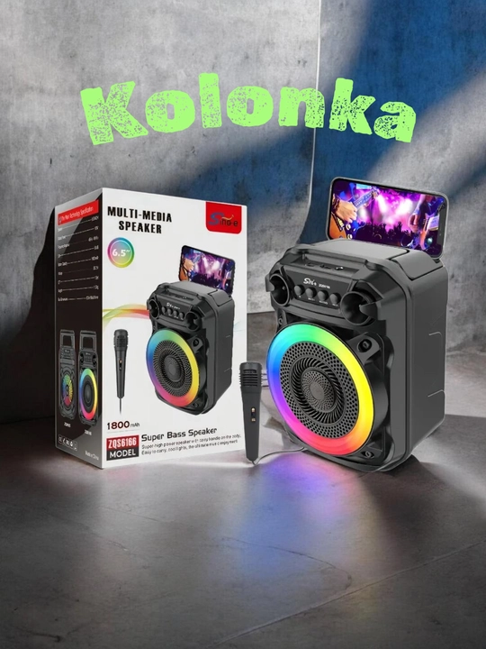 Portativ Kolonka, Simsiz Bluetooth Karaoke musiqasi, mikrofonli, pultli va RGB yorug'lik