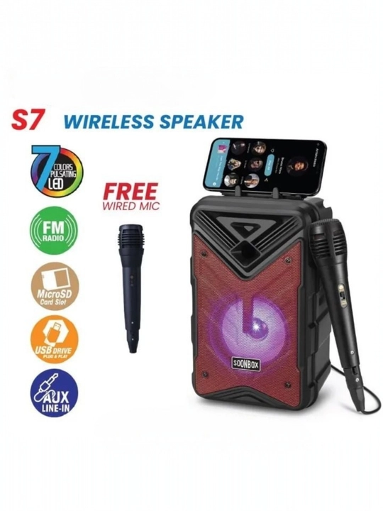 Portativ Kolonka, Simsiz Bluetooth Karaoke musiqasi, mikrofonli, pultli va RGB yorug'lik