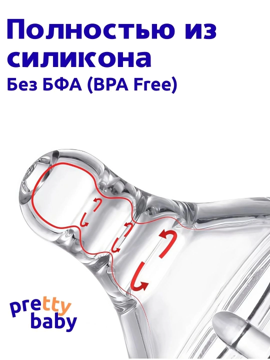 Набор из 3-х сосок Pretty Baby: стандартное горлышко, жидкий силикон, антиколик