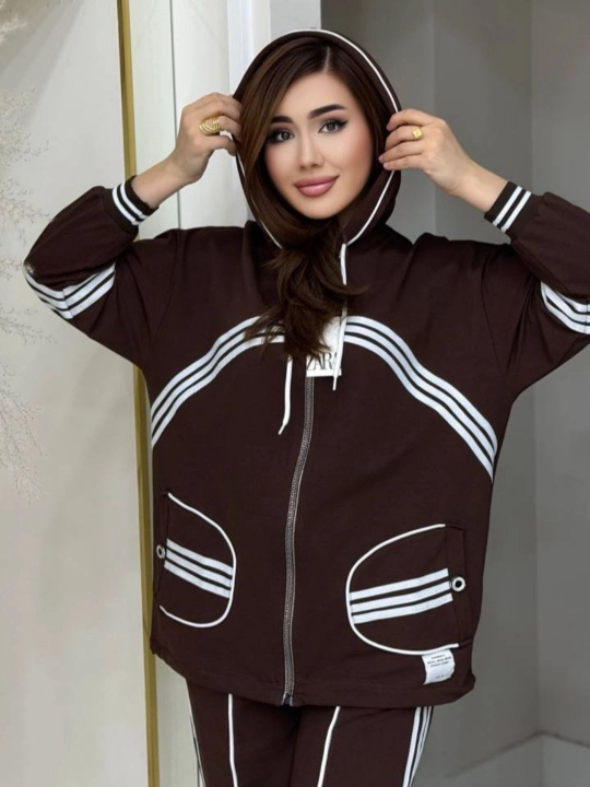 Ayollar uchun dvoykalar zamonaviy oversize kamplekt dvoyka sport kastyumli kundalik kiyim - 