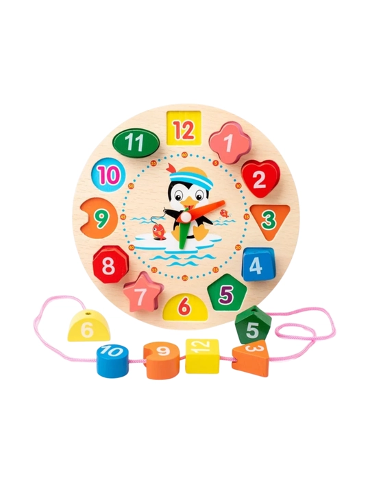 Montessori yog‘och soat – bolalar uchun o‘quv o‘yinchoq - 