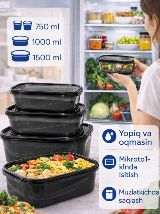 Набор контейнеров 3 шт, герметичные контейнеры для еды, BPA FREE микроволновки и морозилки