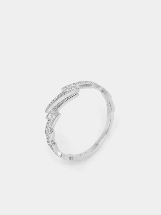 S925 SILVERME Chaqmoq ayollar kumush uzugi, sozlanishi