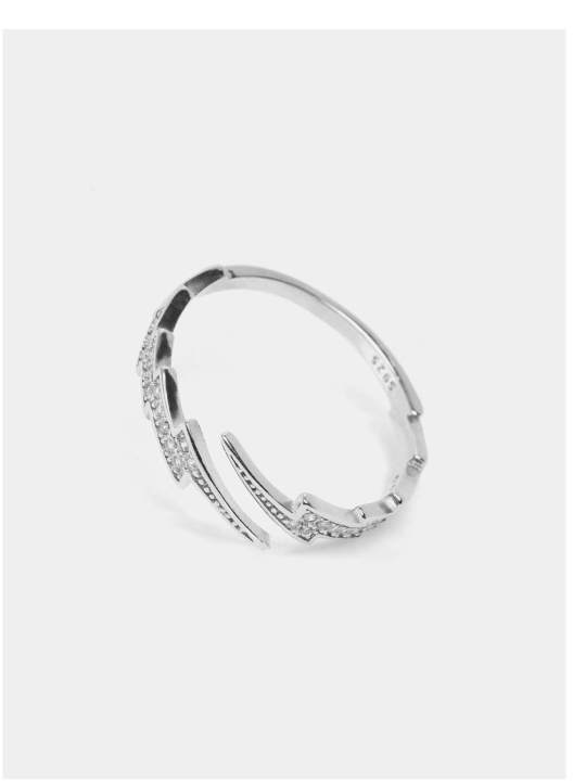 S925 SILVERME Chaqmoq ayollar kumush uzugi, sozlanishi