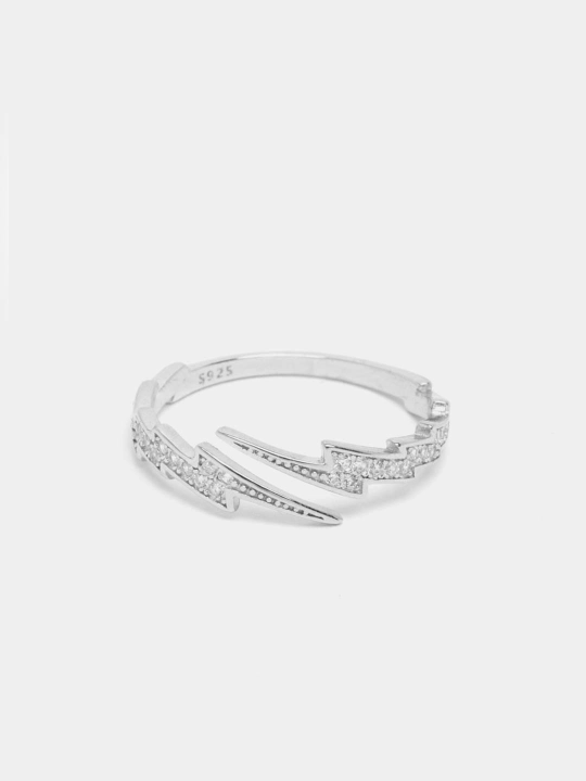 S925 SILVERME Chaqmoq ayollar kumush uzugi, sozlanishi