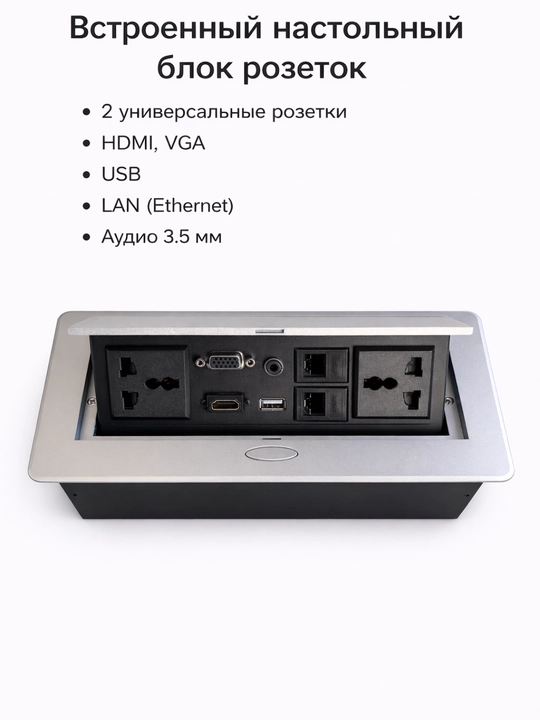 Встроенный настольный блок розеток с HDMI VGA USB LAN для офиса и конференц-залов - 