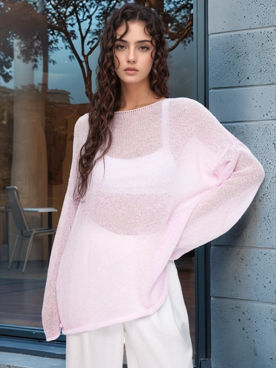 Лонгслив женский, кофта в сетку, свитер женский, oversize  для осенне - зимнего сезона
