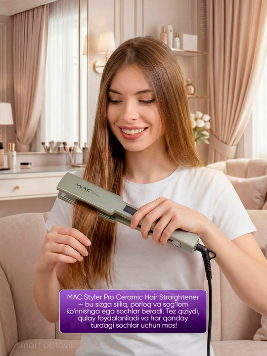 Soch dazmoli MAC Styler, soch tekislagich, titan plastinali, 6 rejim, ayollar uchun