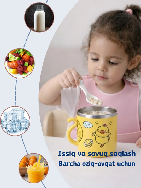 Bolalar uchun krujka, zanglamaydigan po‘lat, 300 ml