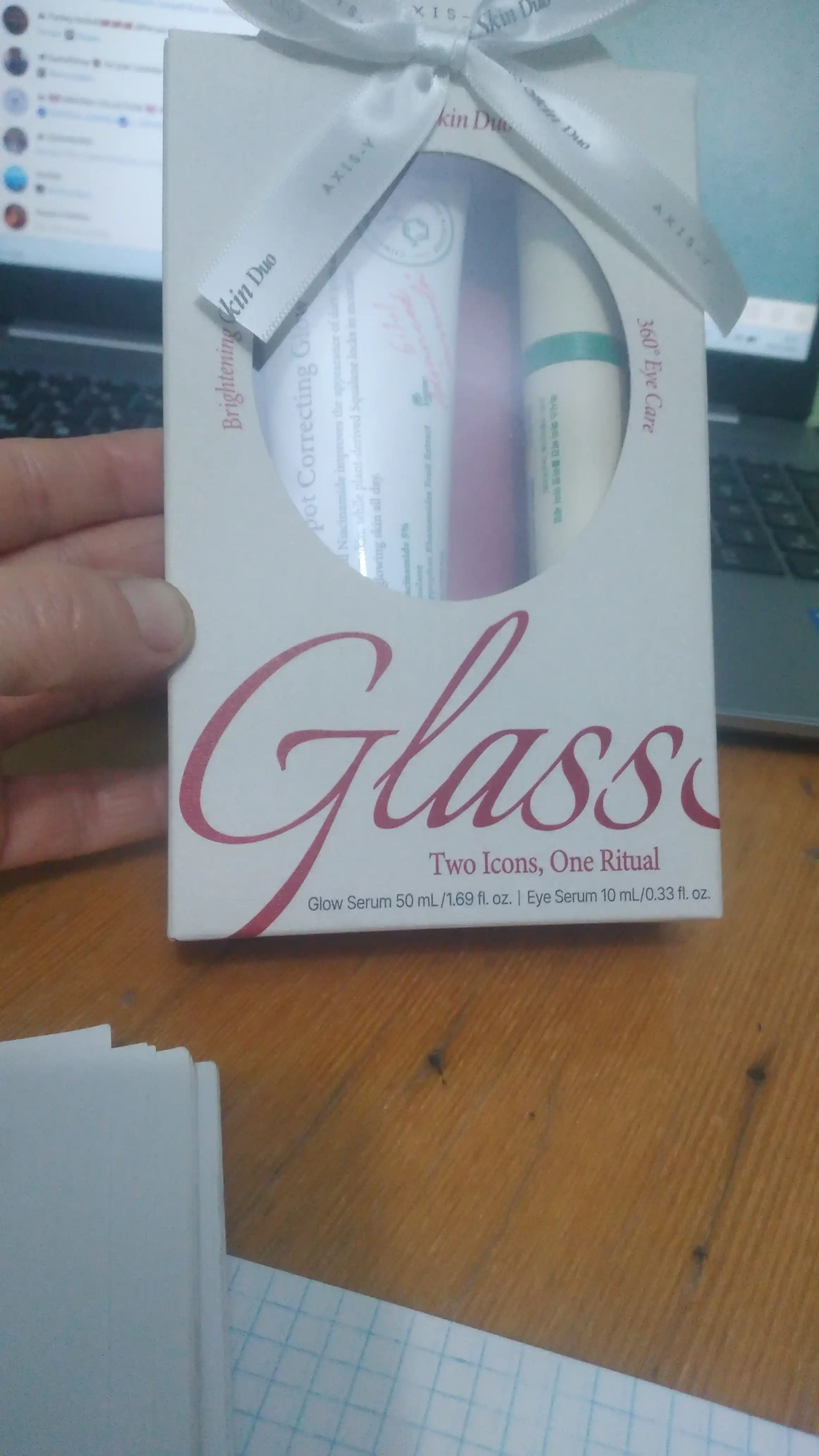 Yaltiruvchi va namlantiruvchi teri uchun AXIS-Y Glass Skin Duo