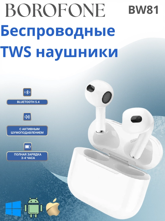 Беспроводные наушники BOROFONE BW81 Bluetooth 5.4, активное шумоподавление - 