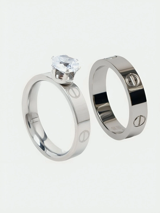 Кольца Cartier Stainless Steel для женщин и девушек, с камнями и без, подарок - 
