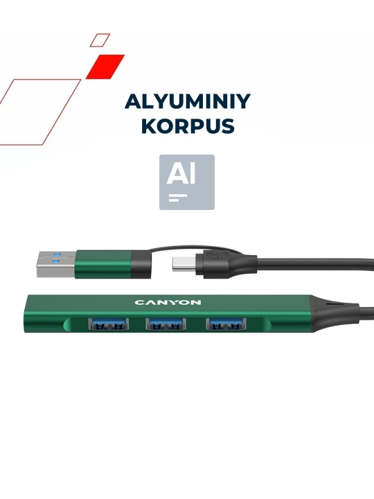 USB hub adapter CANYON DS-02, 4 port USB-Type C