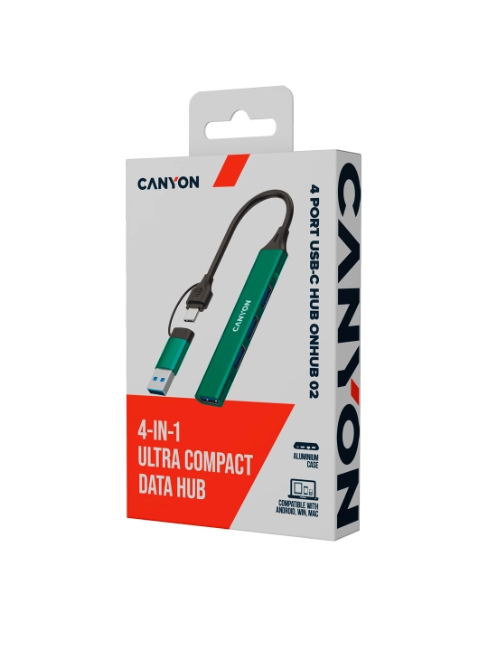 USB hub adapter CANYON DS-02, 4 port USB-Type C