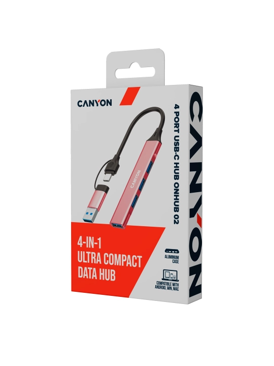 USB hub adapter CANYON DS-02, 4 port USB-Type C