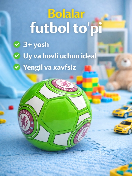 Bolalar futbol to‘pi, mini futbol to‘pi, 3+ yosh uchun, yumshoq, yengil, rangli to‘p - 