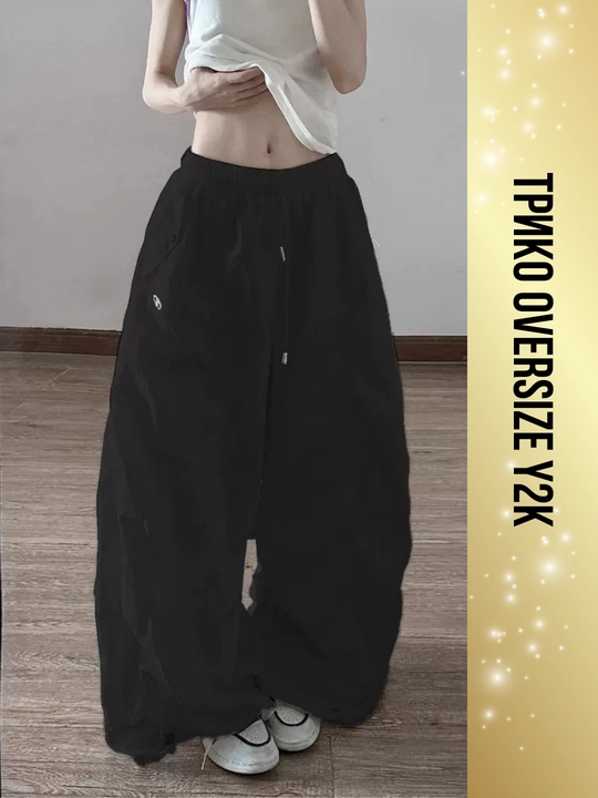 Ayollar triko, paxta, Y2K, koreys uslubi, katta o‘lcham, keng, triko joggerlar, kundalik