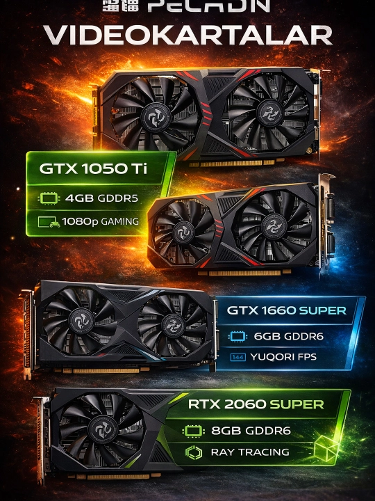 Мощная Видеокарта Peladn RTX2060 SUPER 8GB, GTX1660 SUPER 6GB GDDR6 - 