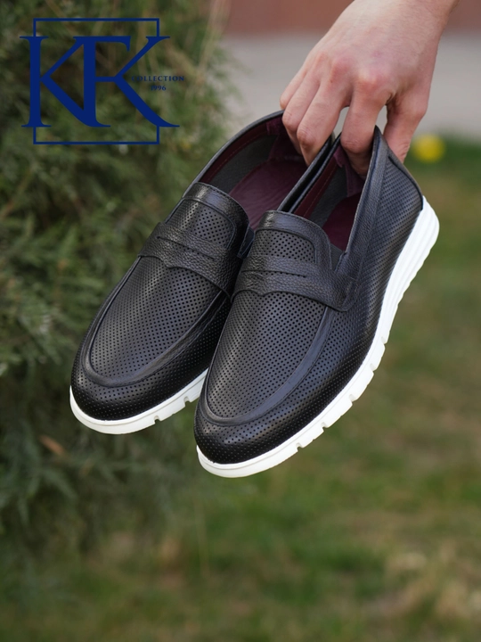 Мужские лоферы из натуральной кожи KFKSHOES, перфорированные слипоны, повседневная обувь