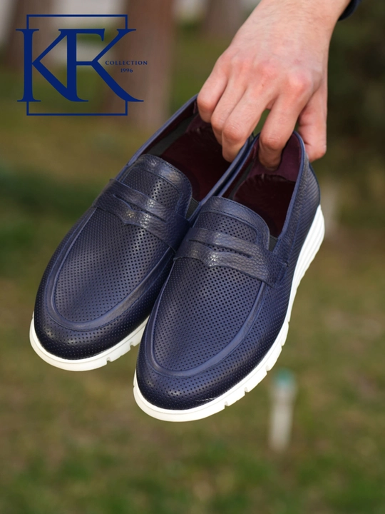 Мужские лоферы из натуральной кожи KFKSHOES, перфорированные слипоны, повседневная обувь