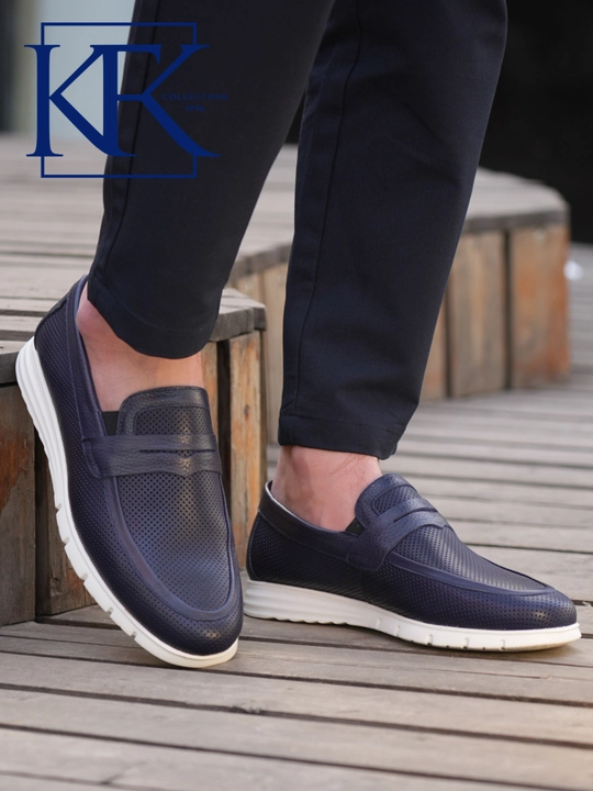 Мужские лоферы из натуральной кожи KFKSHOES, перфорированные слипоны, повседневная обувь