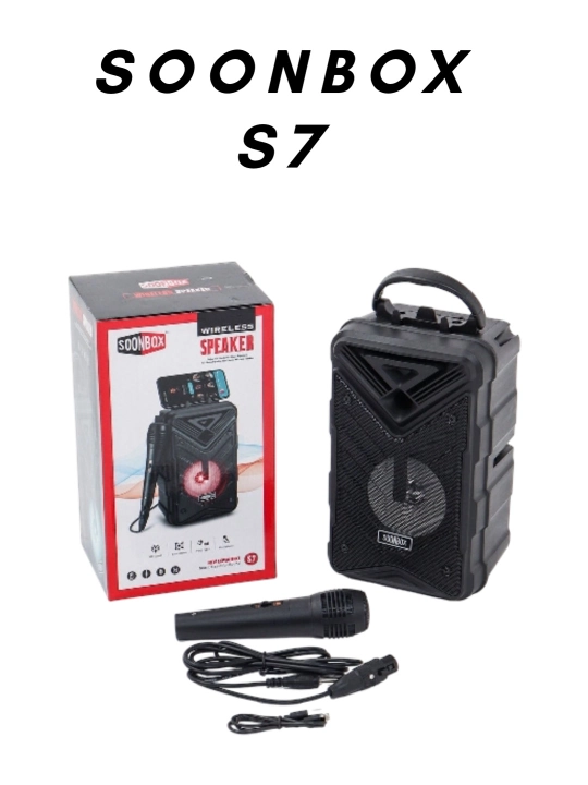 Караоке-колонка Soonbox S7, Bluetooth, FM-радио, микрофон, светодиодная подсветка