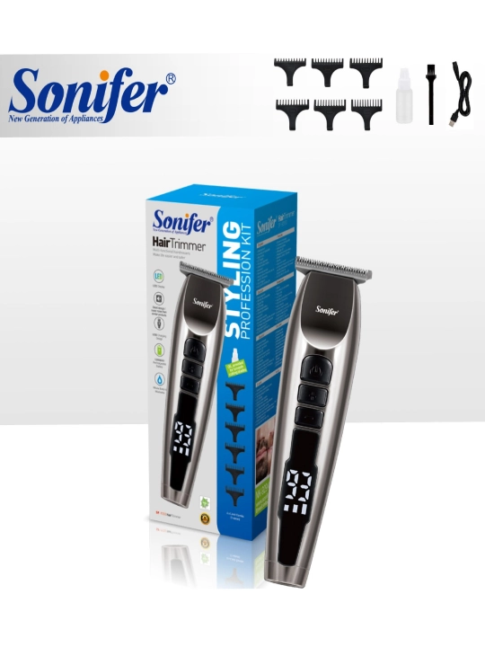 Триммер для волос Sonifer SF-9550 - 6 насадок, водонепроницаемый, LED-дисплей
