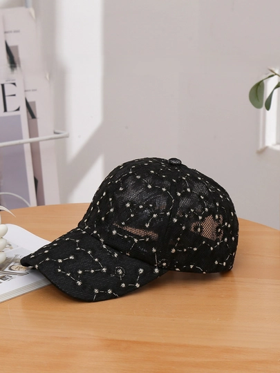 Женская бейсбольная кепка из гипюра — HOTCAKE-LACEHAT-ЧЕРНСТЕ