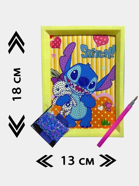 Алмазная мозаика Stitch, La bubu, Hello kitty - 