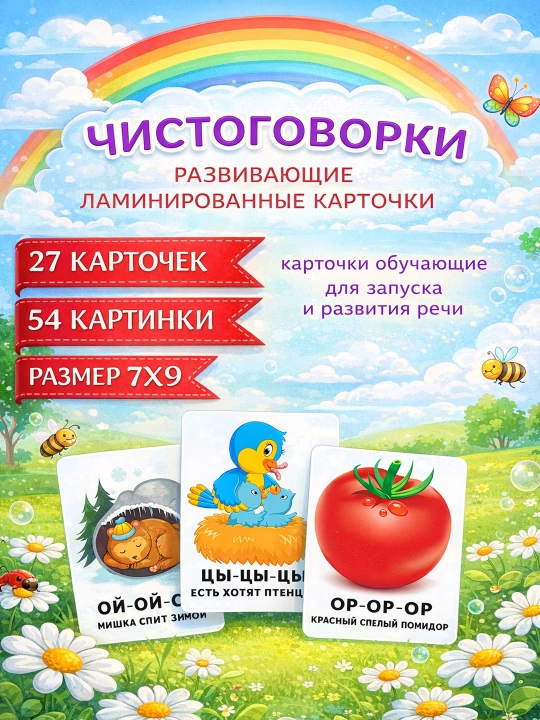 Rivojlantiruvchi kartochkalar bolalar uchun "toza so'zlar" - 