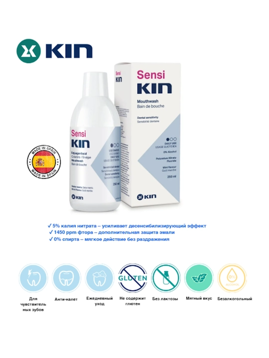 Sensi KIN, раствор для чувствительных зубов, 250 мл - 