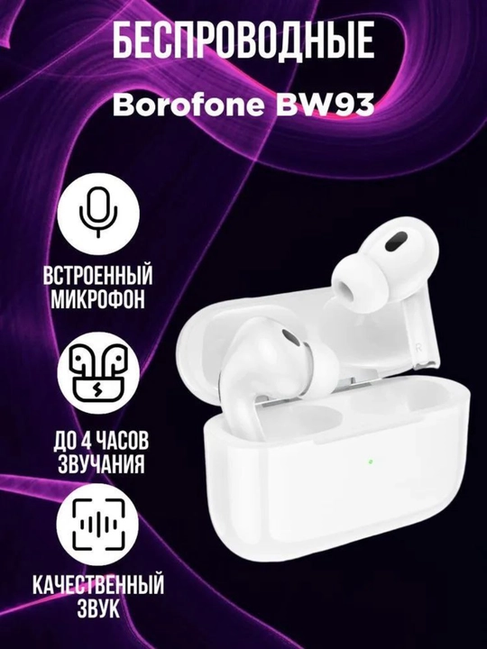 Borofone BW93 беспроводные наушники, с микрофоном, Bluetooth 5.4, 4 часа работы и ANC  - 