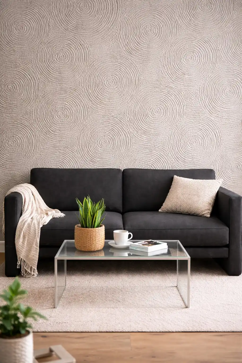 Devor uchun o‘z-o‘zidan yopishadigan 3D oboylar 60×60 sm, relyefli, och rangli