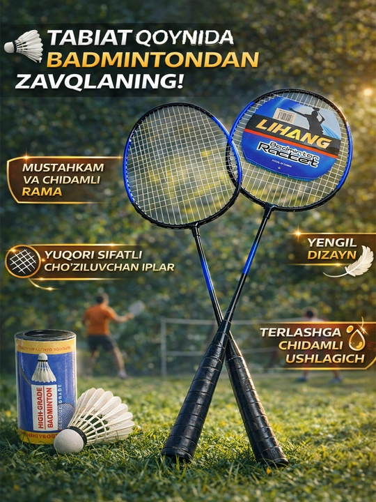 Badminton raketkalari, raketkali bolalar sport to‘plami, patli volanlar - 