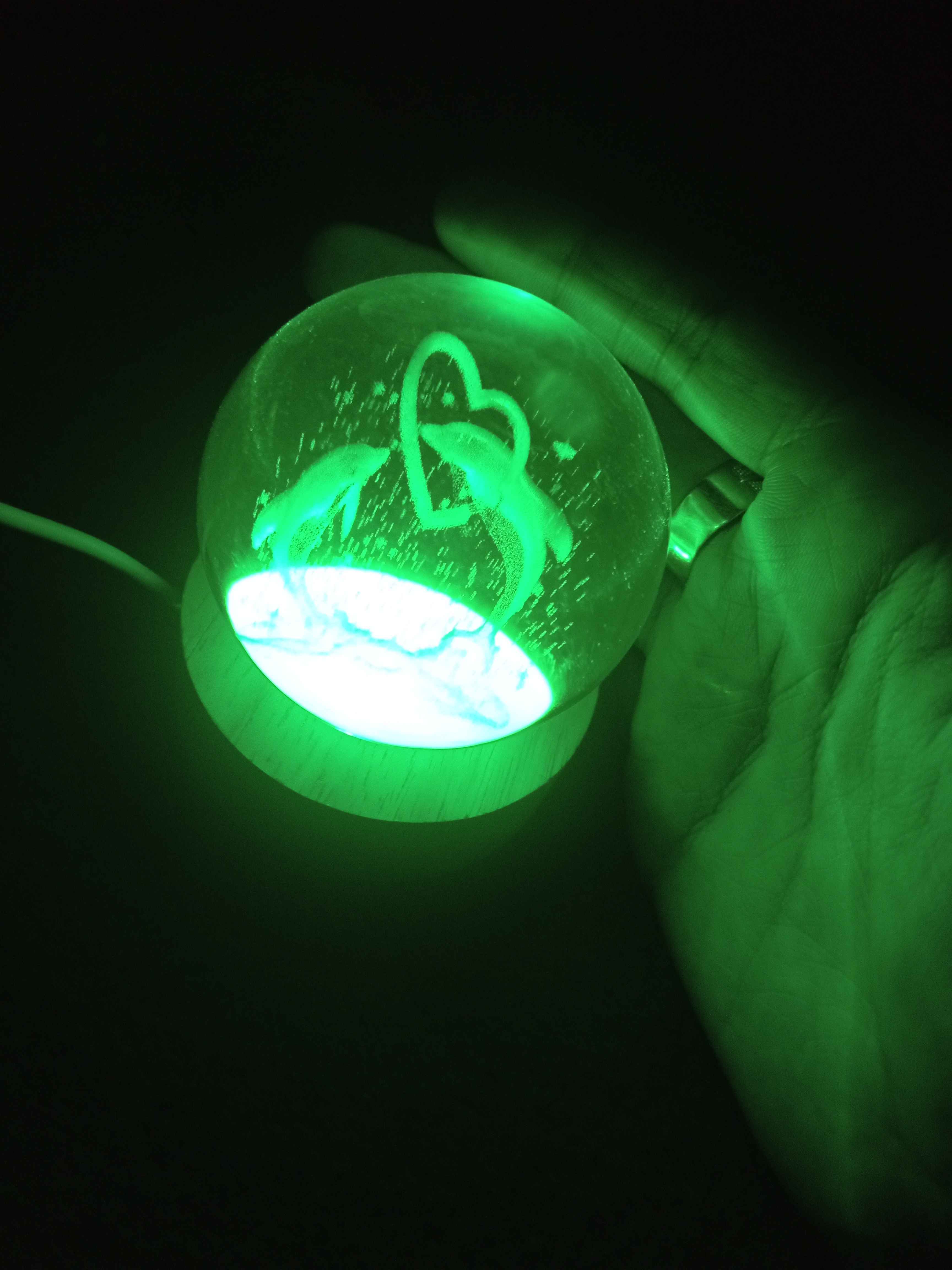 3D kristall tungi chiroq, ranglari almashib turadigan, RGB li, sovg‘a uchun ideal, 6 sm
