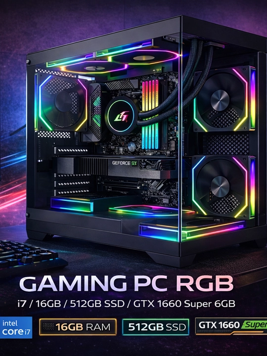 Intel Core i7 o‘yin kompyuteri 16GB RAM 512GB SSD NVMe Videokarta GTX1660TS Akvarium