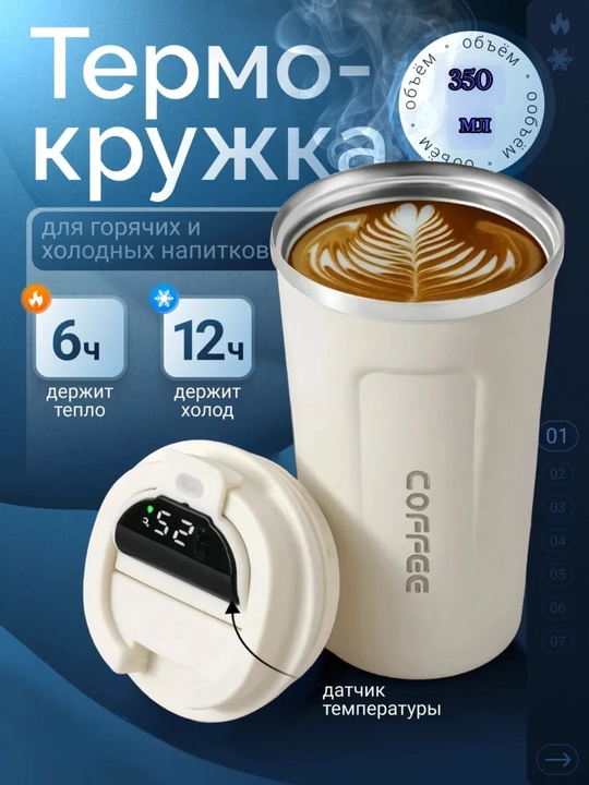 Умная термокружка с индикатором температуры - 