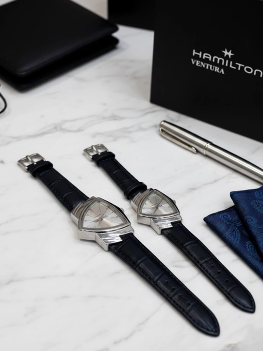 Hamilton Ventura - juft soat, erkaklar va ayollar uchun, IPS qoplamasi, eko charm kamar