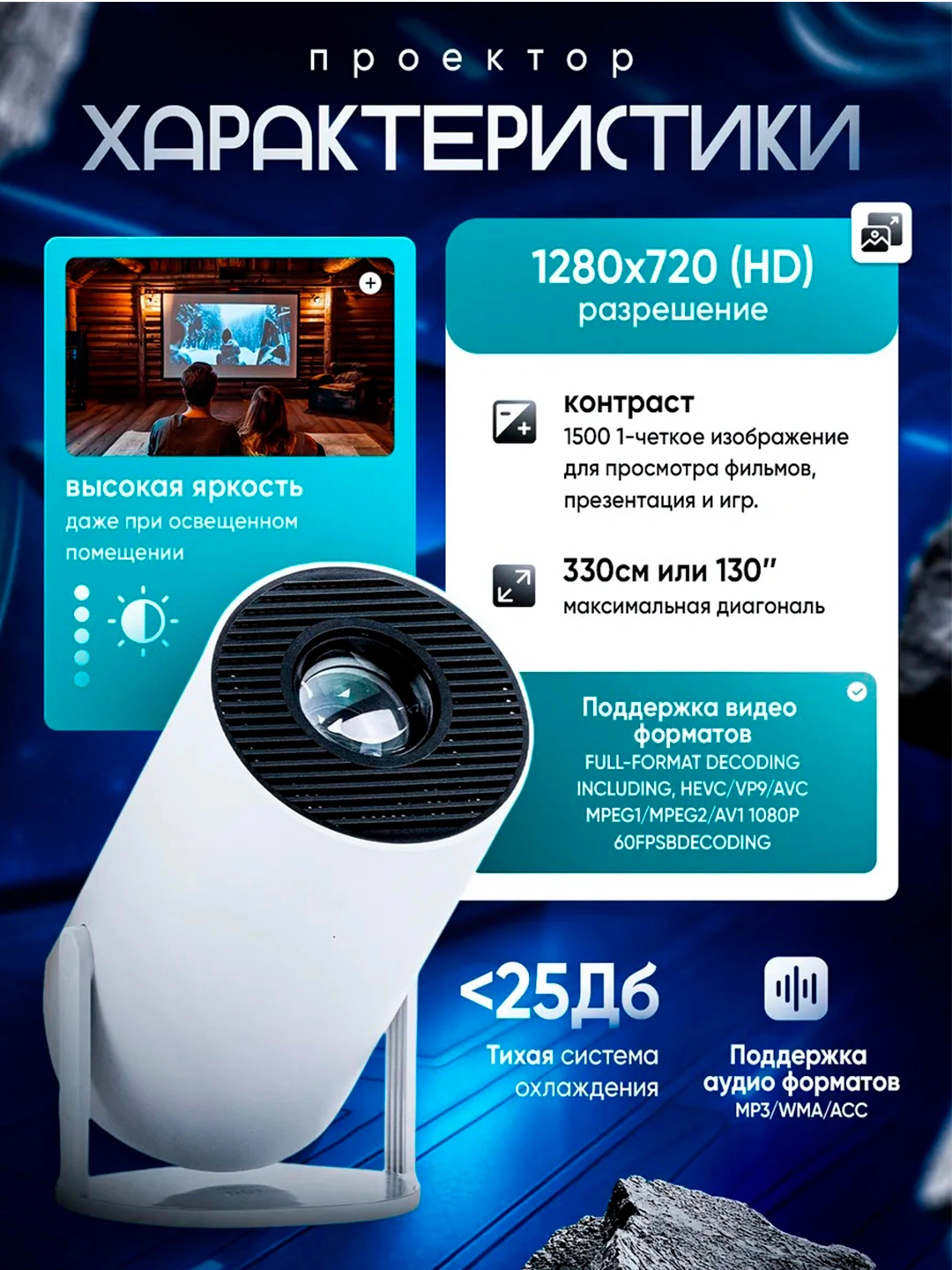 HY 300 cмарт проектор, 4K Full HD, Wi-Fi за 429000 сум со скидкой 95% ...