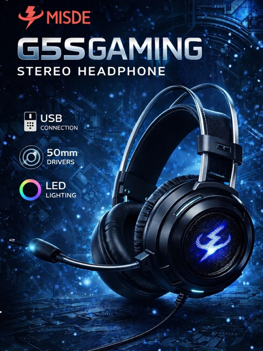MISDE G25 / G5S Gaming Headset (USB, 50 мм, LED, с микрофоном) - 