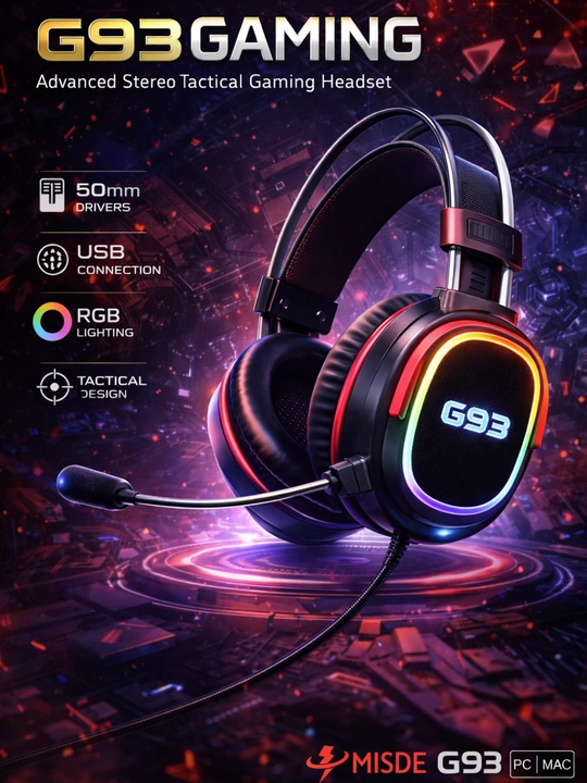 MISDE G25 / G5S Gaming Headset (USB, 50 мм, LED, с микрофоном) - 