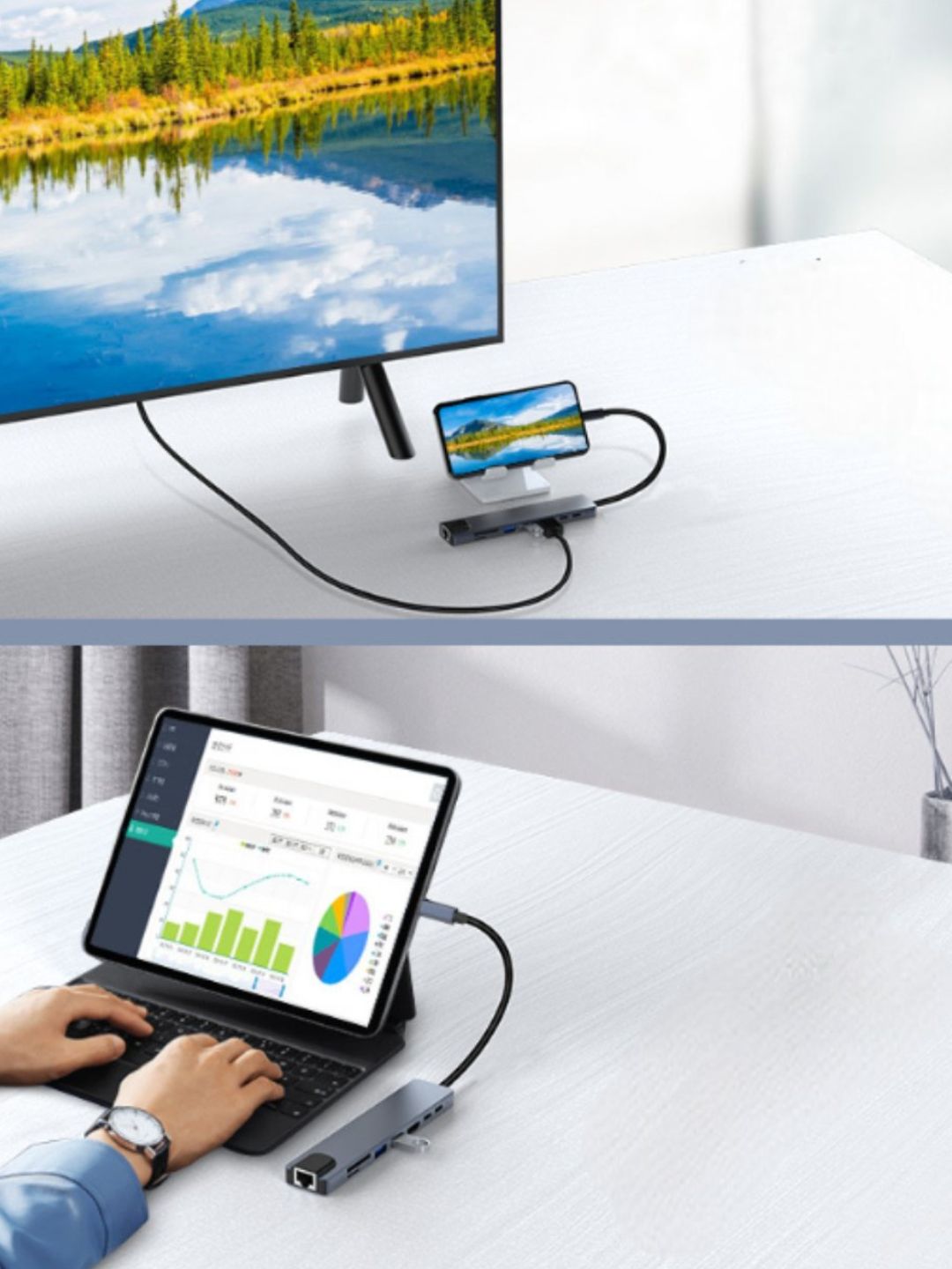 Докстанция, Type - C, Lightning USB HUB, для MacBook, iPad Pro и Андроид и iOS samsung dex