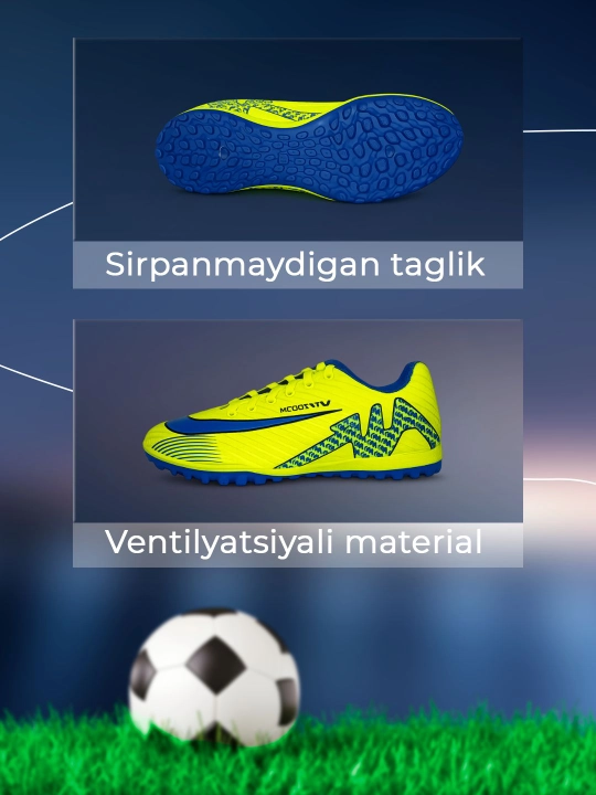 Kattalar va o‘smirlar uchun futbol butsilari, qirqoyoq va butsilar, o‘lchamlari: 33–44