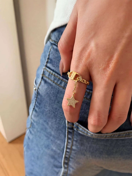 Женское кольцо Chanel adjustable — позолоченное