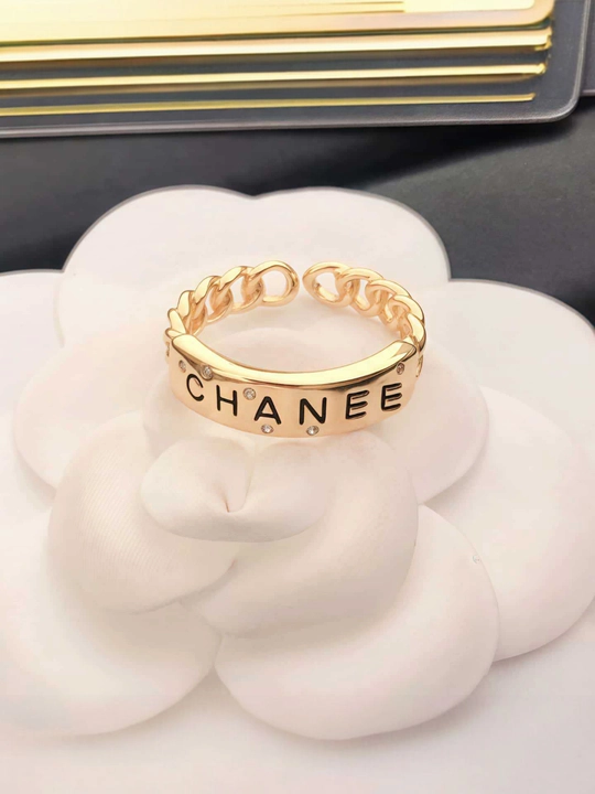 Женское кольцо Chanel adjustable — позолоченное - 