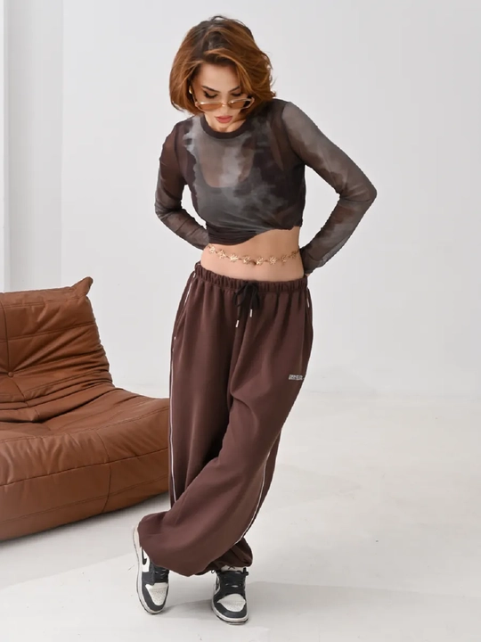 Ayollar keng sport shimi (oversize jogger), trikotaj shim, bahor-kuz